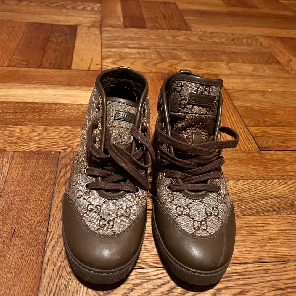 Gucci sneakers olive green with gold - Picture 2 of 10